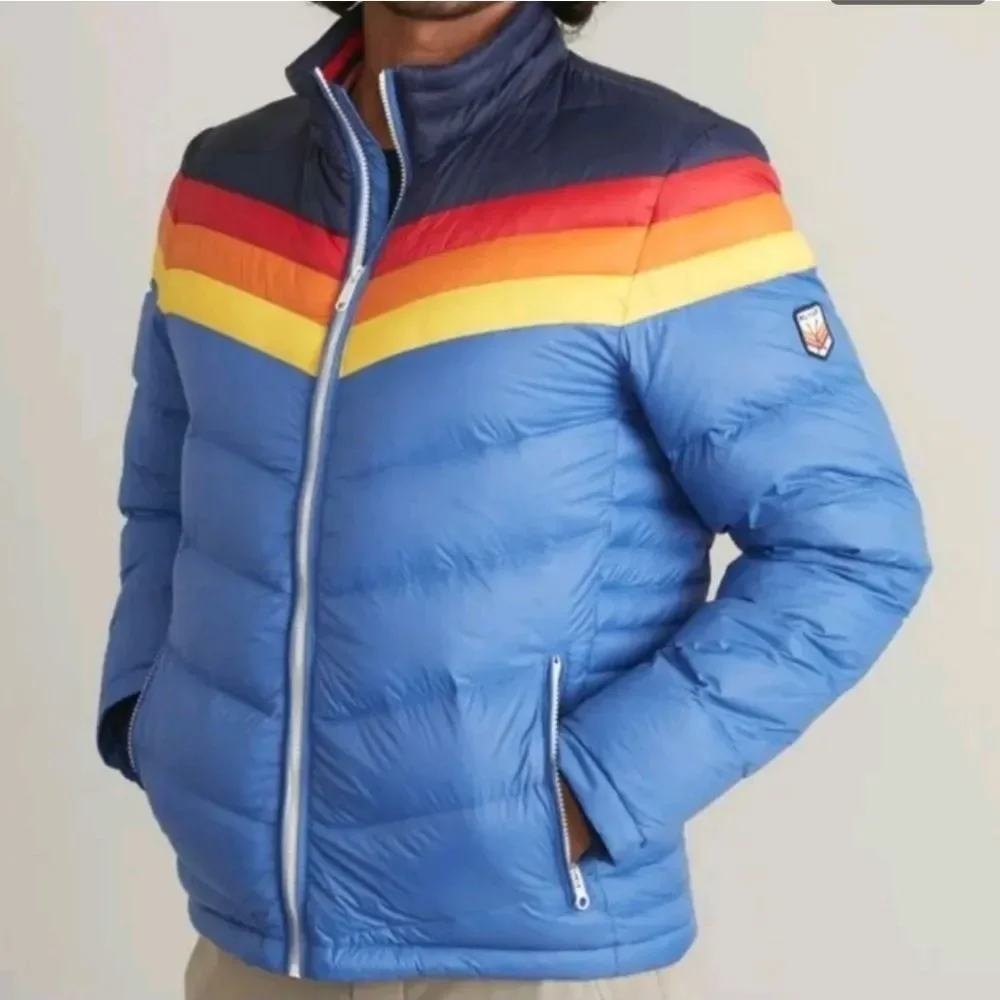 MARINE Layer × Lost And Found Zurich Puffer Coat Navy/Blue Colorblok
